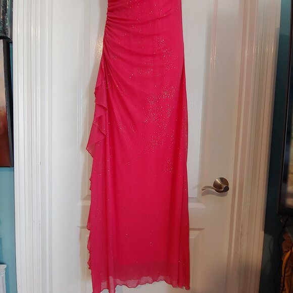 City Triangle Long Sparkly Whimsical Square Neck Dress Watermelon S Y2k 90s - Picture 6 of 10